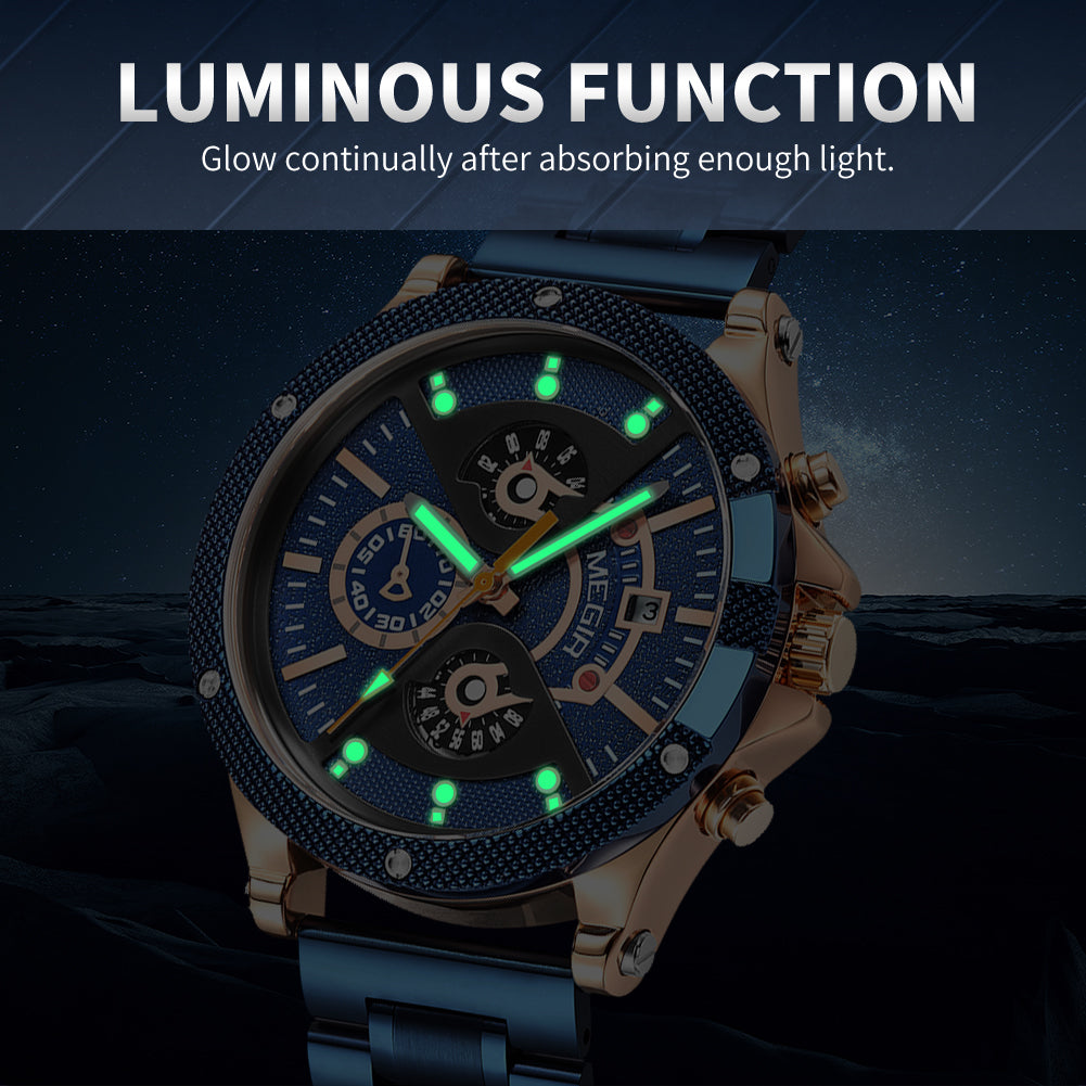 MEGIR Men's Business Watch Top Brand Luxury Quartz Wristwatch Fashion Waterproof Man Military Clock Calendar Reloj Hombre 2216-5