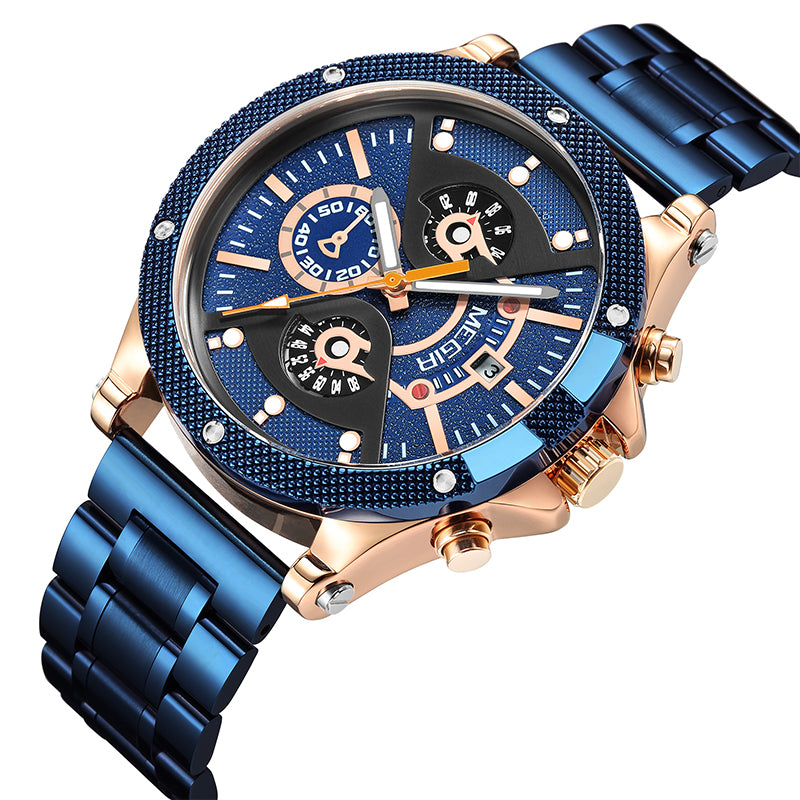 MEGIR Men's Business Watch Top Brand Luxury Quartz Wristwatch Fashion Waterproof Man Military Clock Calendar Reloj Hombre 2216-9