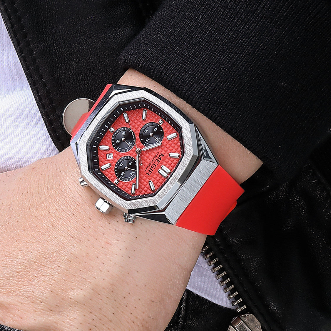 MEGIR Fashion Sport Military Watches for Men Top Luxury Quartz Wristwatch Silicone Strap Waterproof Date Clock Reloj Hombre 2215-4