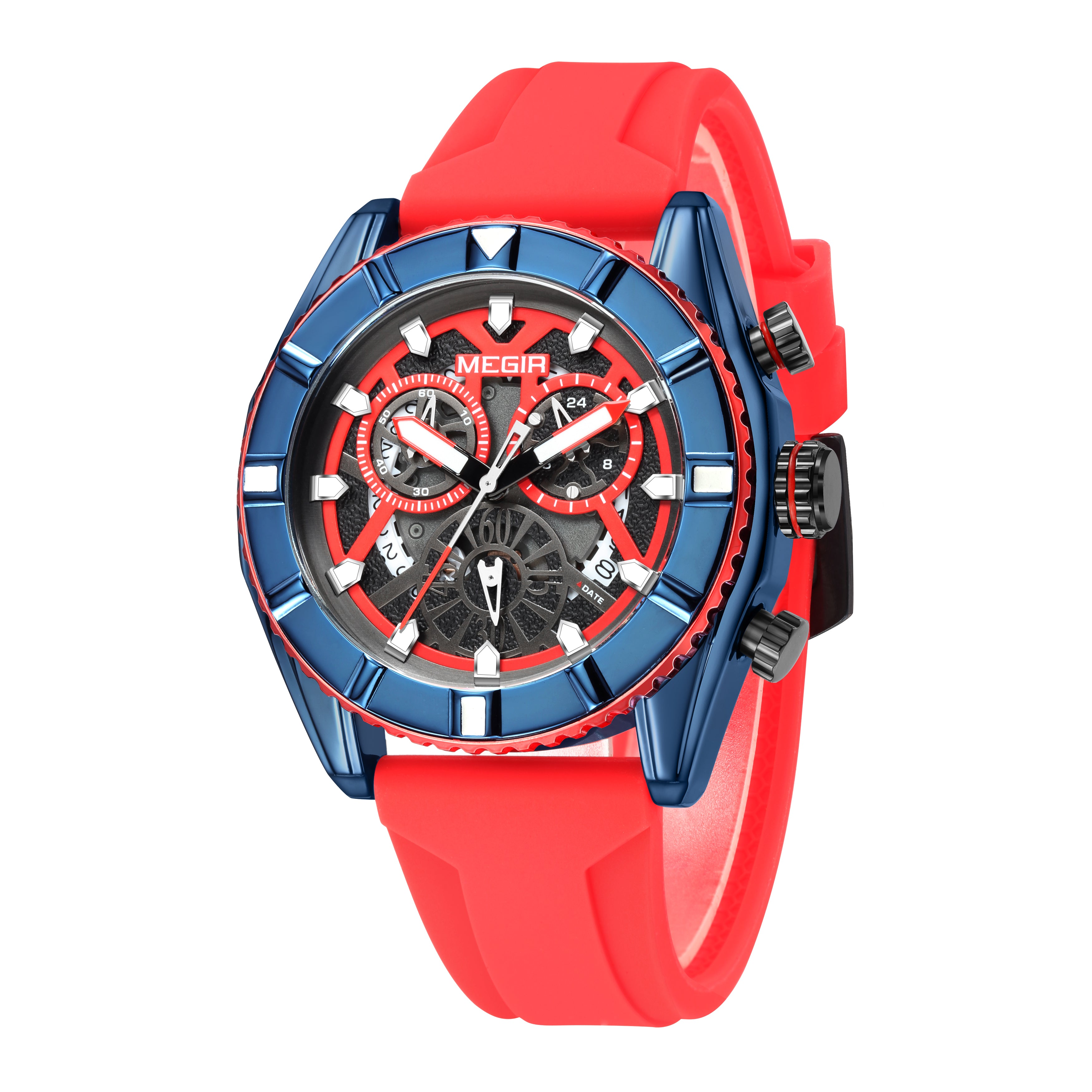 MEGIR Big Dial Watches Men Quartz Military Watch Silicone Strap Sport Watch Waterproof Clock Male Chronograph Relogio Masculino-10