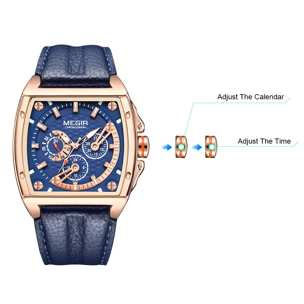 MEGIR Fashion Mens Watches Brand Luxury Waterproof Military WristWatch Leather Sport Quartz Date Weeds Clock Reloj Hombre-8