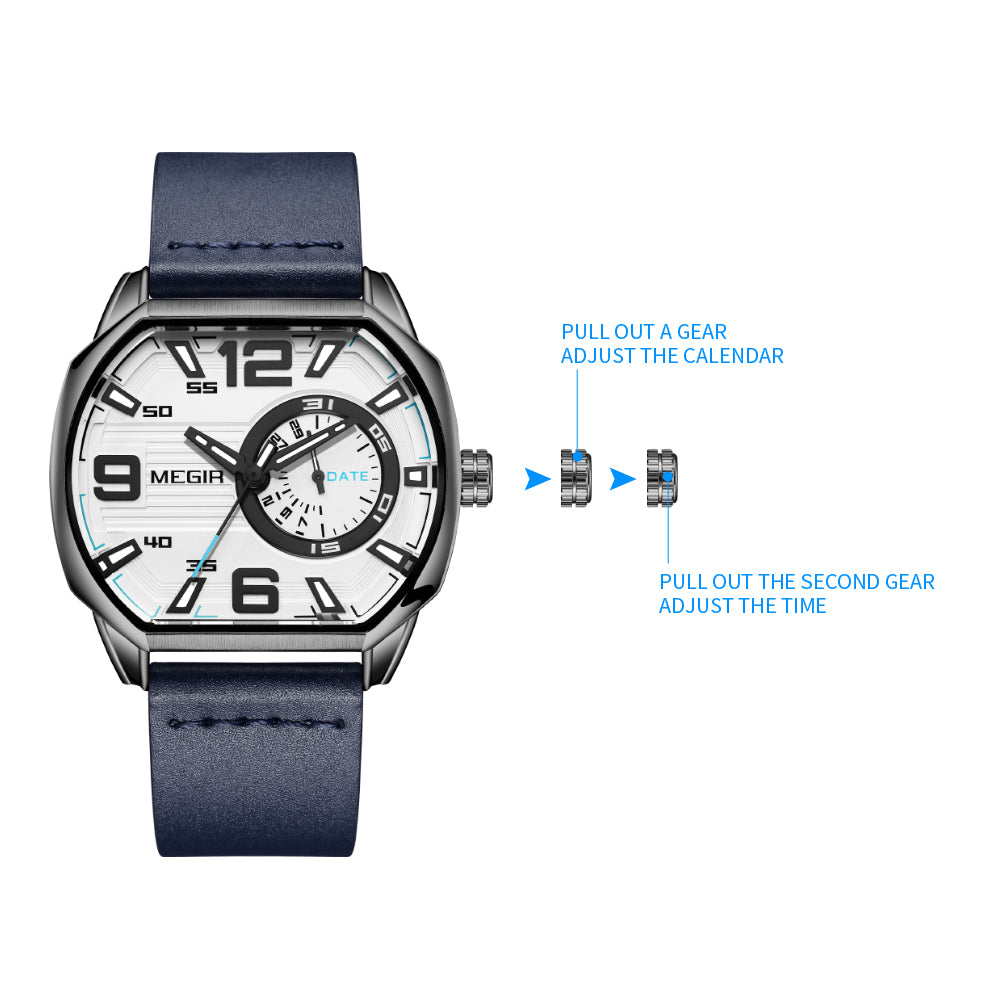 MEGIR Fashion Mens Watches Top Luxury Sport Military Watch Calendar Luminous Quartz Casual Man Wristwatch Clock Montre Homme-7