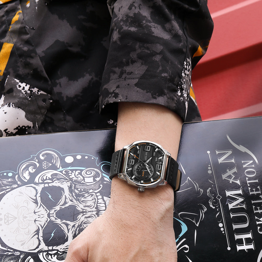 MEGIR Fashion Mens Watches Top Luxury Sport Military Watch Calendar Luminous Quartz Casual Man Wristwatch Clock Montre Homme-3