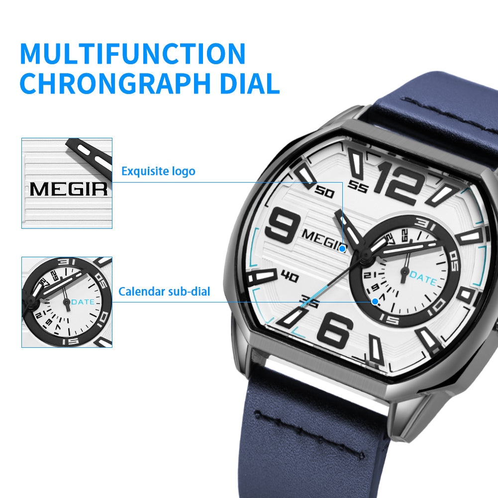 MEGIR Fashion Mens Watches Top Luxury Sport Military Watch Calendar Luminous Quartz Casual Man Wristwatch Clock Montre Homme-6