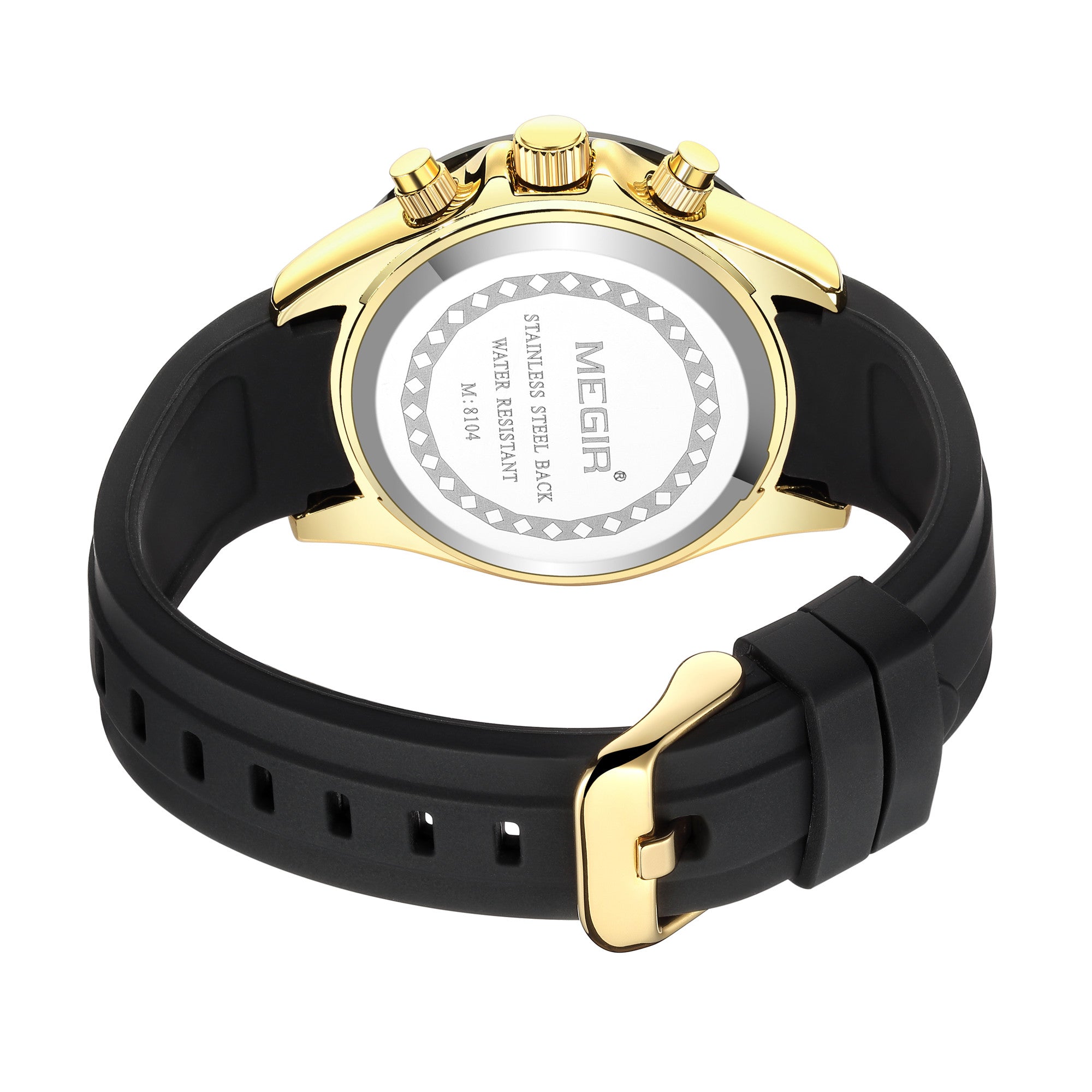 MEGIR Sports Mens Watches Top Brand Men Luxury Military Quartz Watch Silicone Luminous Chronograph Man Clock Wrist Watch 8104-7