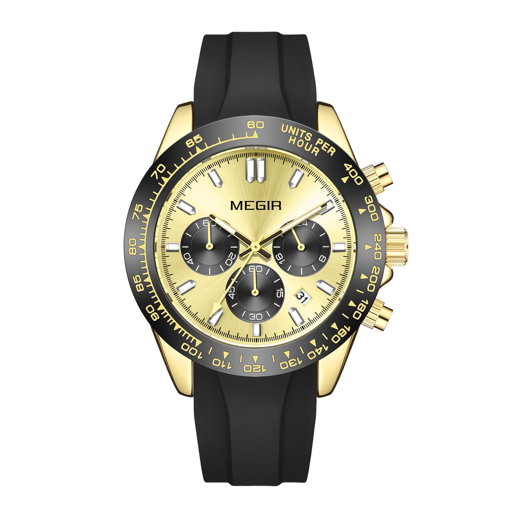 MEGIR Sports Mens Watches Top Brand Men Luxury Military Quartz Watch Silicone Luminous Chronograph Man Clock Wrist Watch 8104-5