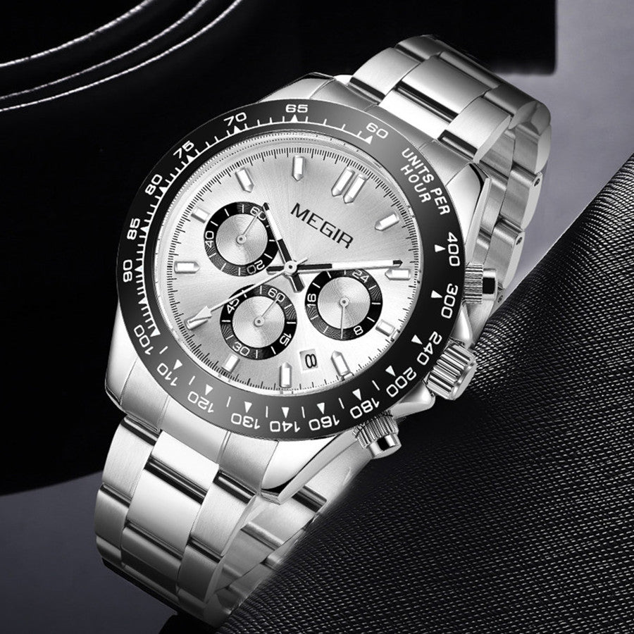 MEGIR Fashion Men Business Watches Stainless Steel Quartz Watch Top Brand Luxury Casual Wristwatch Waterproof Clock Reloj Hombre-2