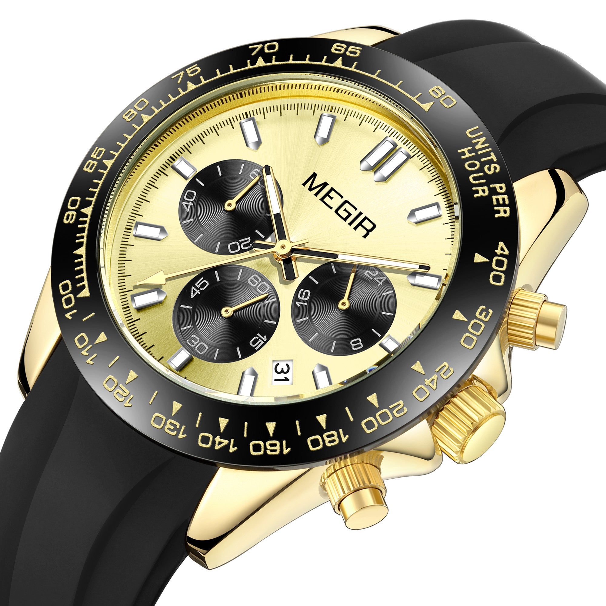 MEGIR Sports Mens Watches Top Brand Men Luxury Military Quartz Watch Silicone Luminous Chronograph Man Clock Wrist Watch 8104-6