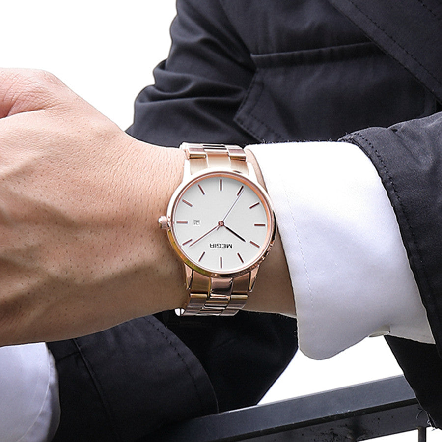 MEGIR Quartz Watch for Men Top Brand Luxury Steel Band Wristwatches Business Casual Date Clock Waterproof Relogio Masculino-4