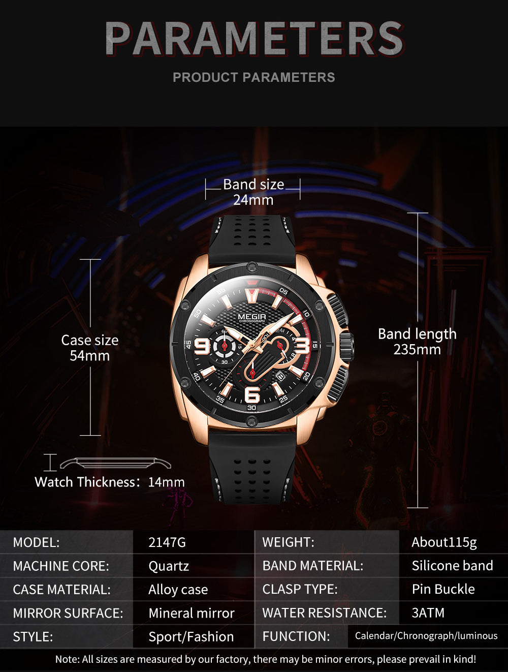 MEGIR Mens Watches Top Brand Luxury Silicone Sports Military Watch Waterproof Quartz Clock Men Chronograph Man Wristwatch 2147-4