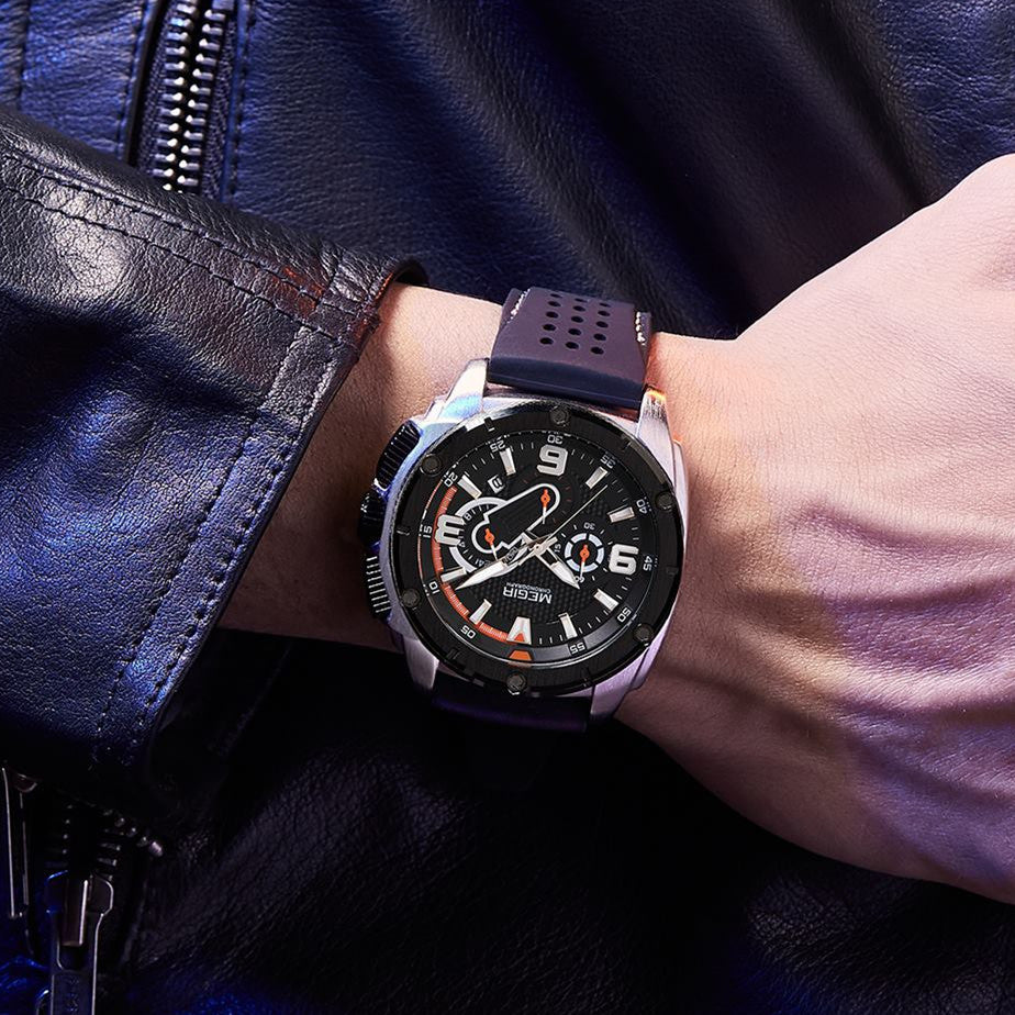 MEGIR Mens Watches Top Brand Luxury Silicone Sports Military Watch Waterproof Quartz Clock Men Chronograph Man Wristwatch 2147-2