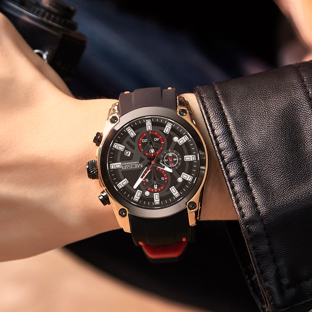 MEGIR Original Blue Sport Watches for Men Top Luxury Chronograph WristWatch Military Quartz Clock Luminous Big Dial Reloj Hombre-3