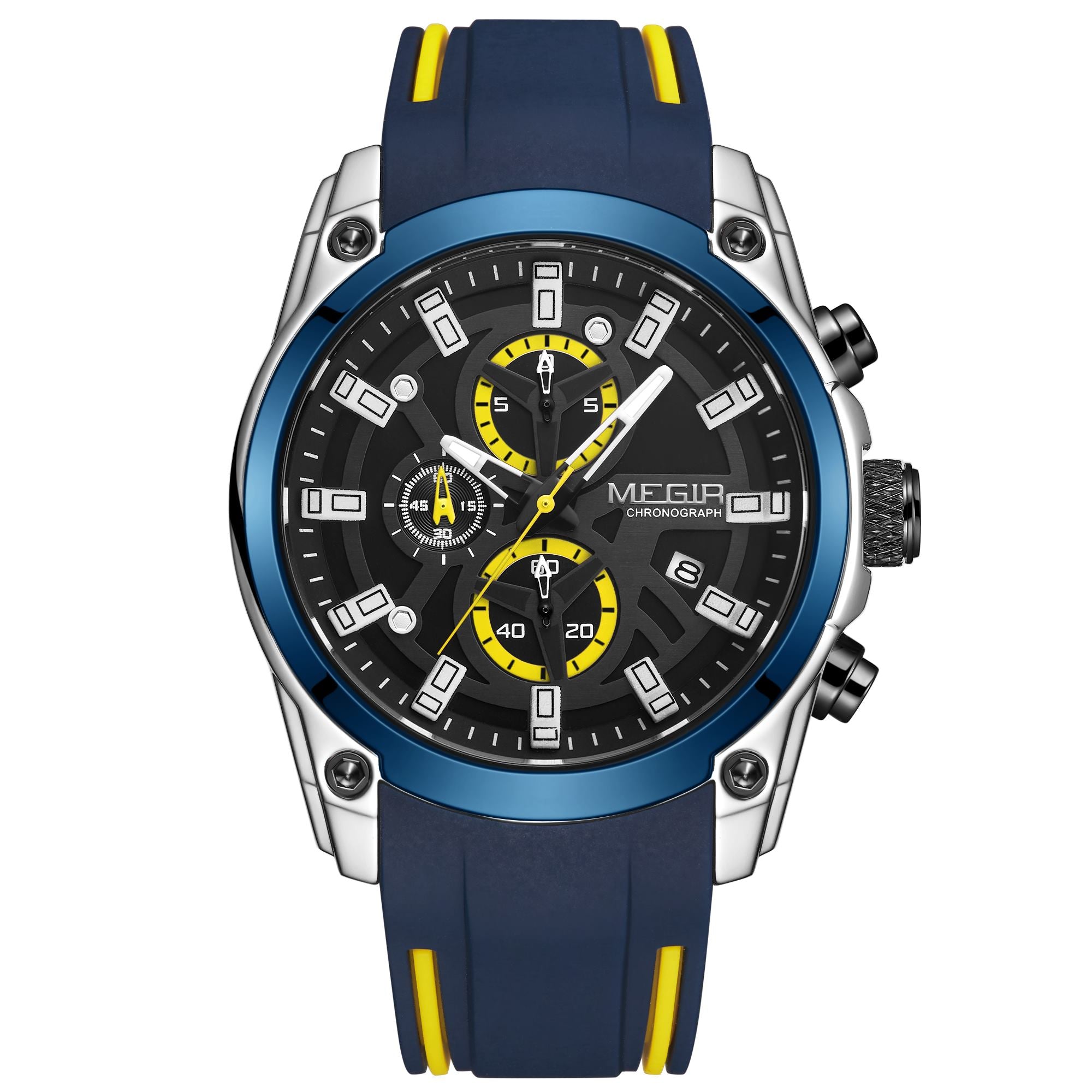 MEGIR Original Blue Sport Watches for Men Top Luxury Chronograph WristWatch Military Quartz Clock Luminous Big Dial Reloj Hombre-11
