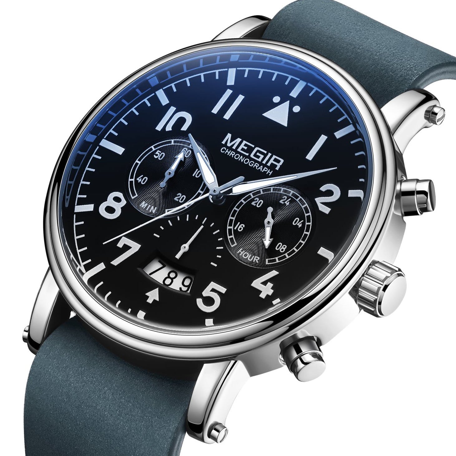 MEGIR Fashion Mens Watches Leather Military Sport Watch Chronograph Luminous Waterproof Quartz Wristwatch Man Clock Reloj Hombre-2