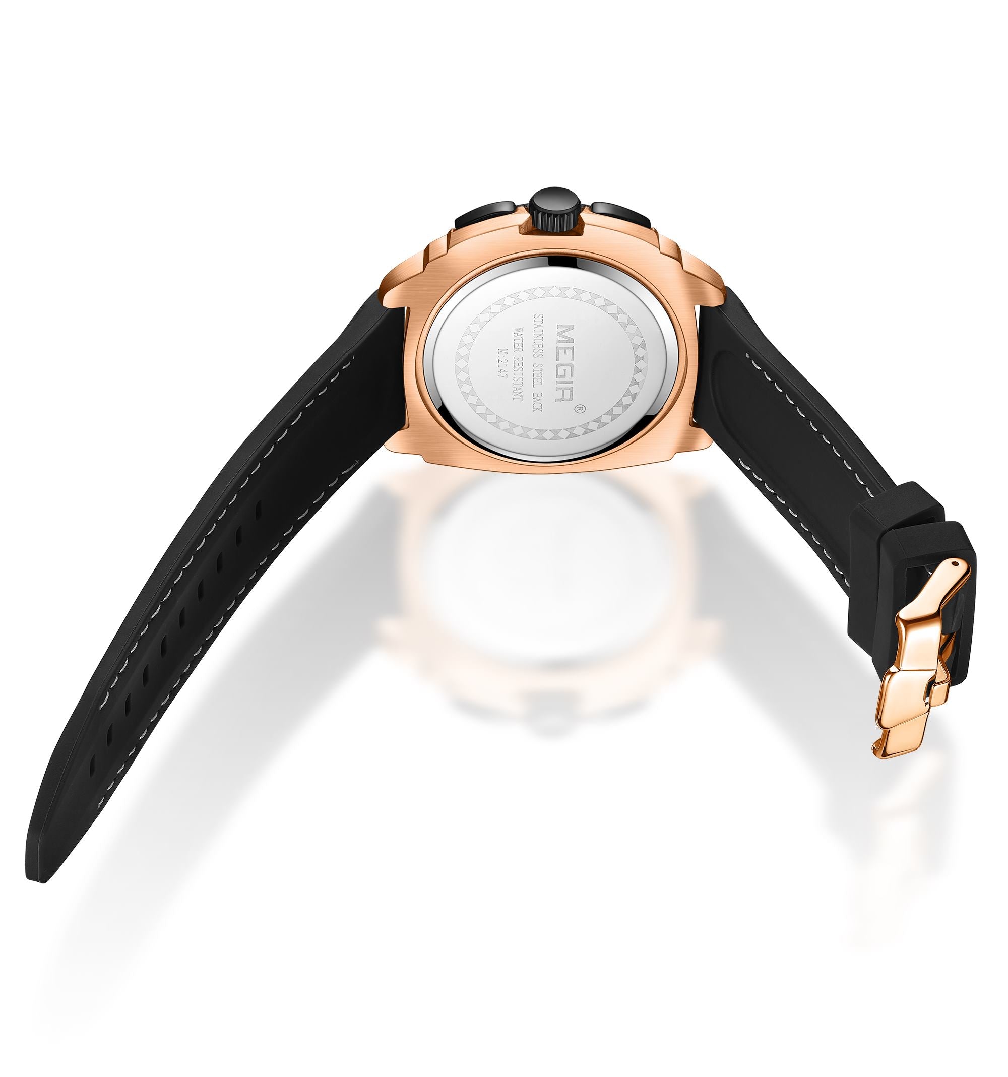 MEGIR Mens Watches Top Brand Luxury Silicone Sports Military Watch Waterproof Quartz Clock Men Chronograph Man Wristwatch 2147-12