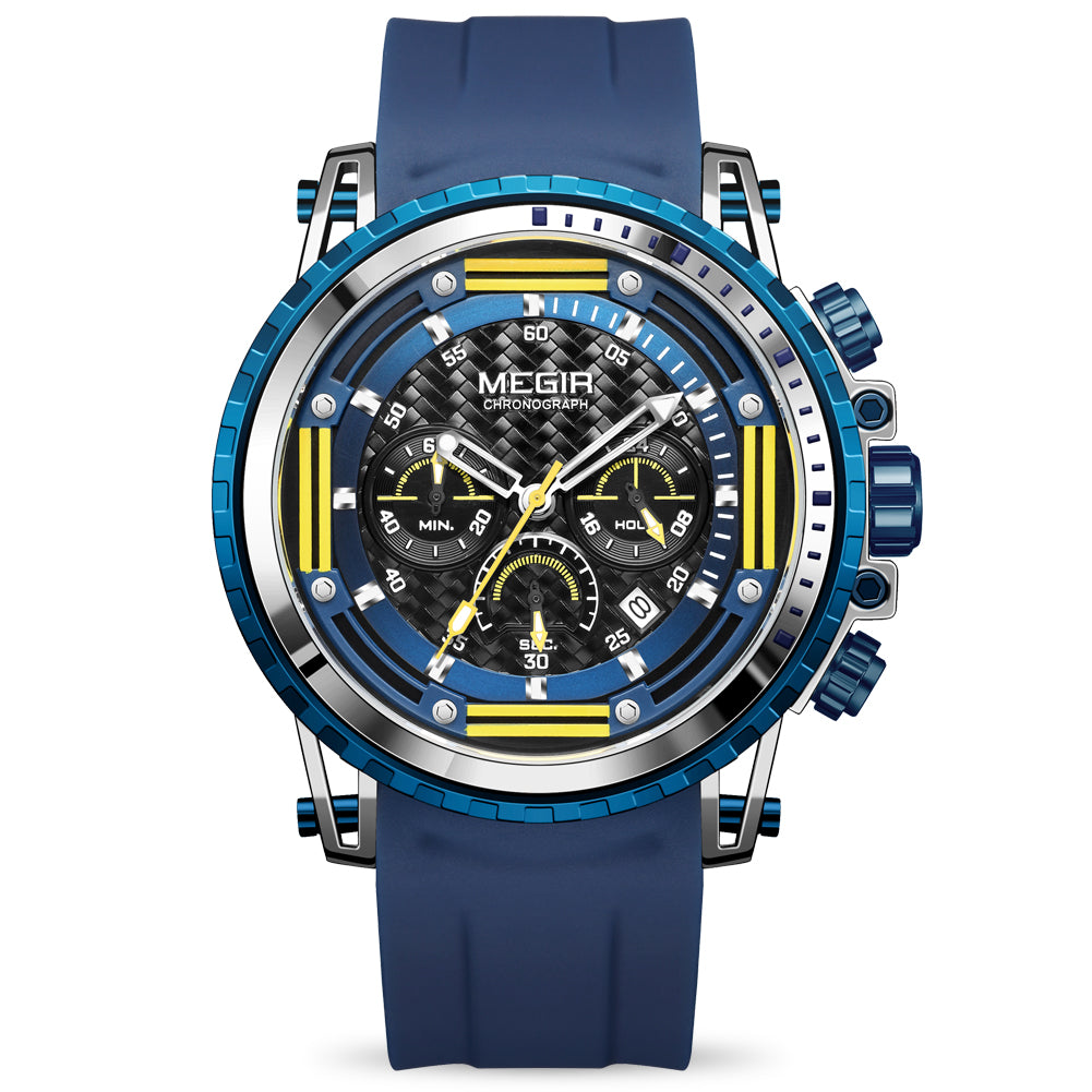 MEGIR Men's Sports Military Watches Fashion Luxury Quartz Wristwatch Silicone Strap Waterproof Chronograph Luminous Male Clock-9