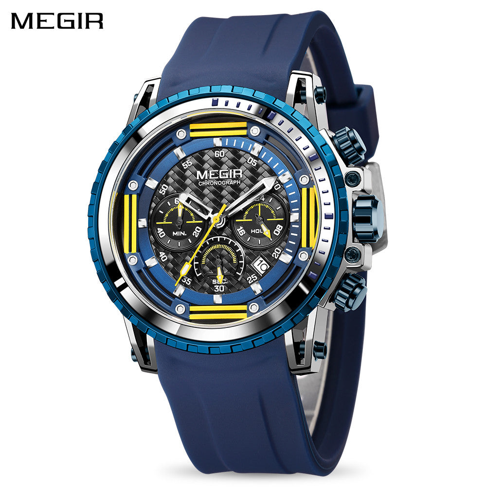 MEGIR Men's Sports Military Watches Fashion Luxury Quartz Wristwatch Silicone Strap Waterproof Chronograph Luminous Male Clock-0