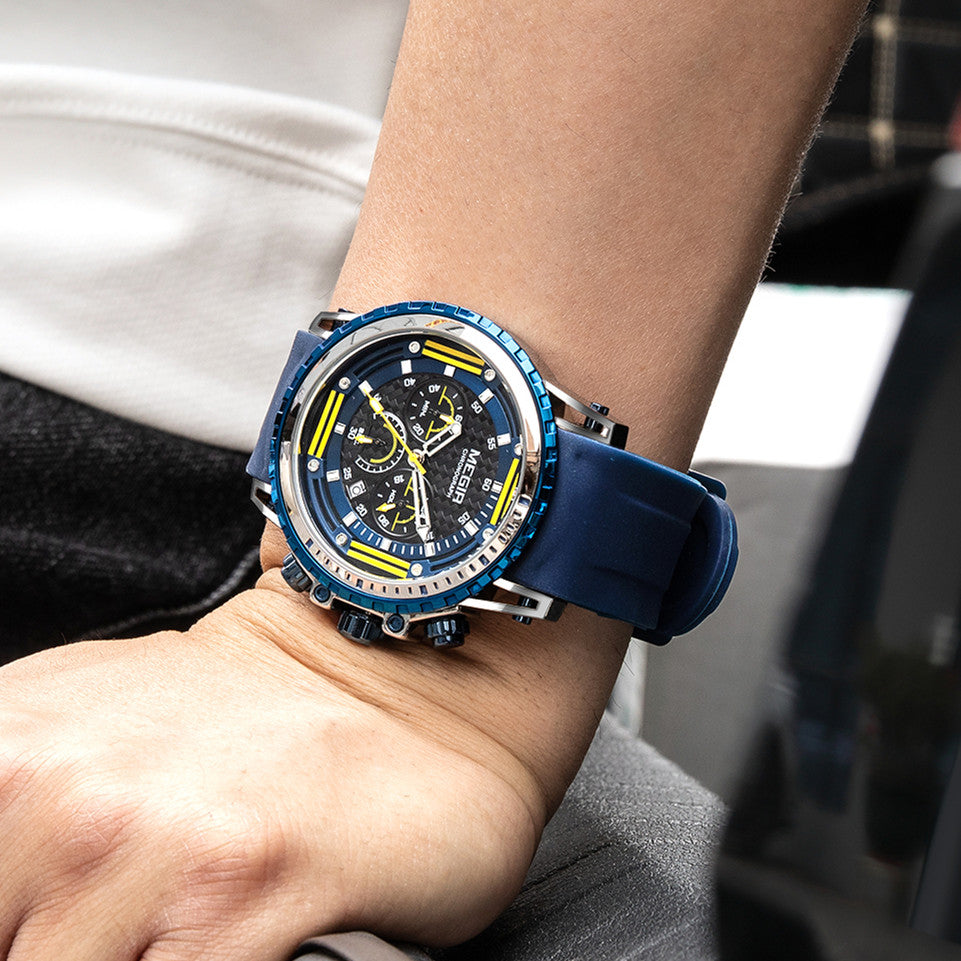 MEGIR Men's Sports Military Watches Fashion Luxury Quartz Wristwatch Silicone Strap Waterproof Chronograph Luminous Male Clock-2