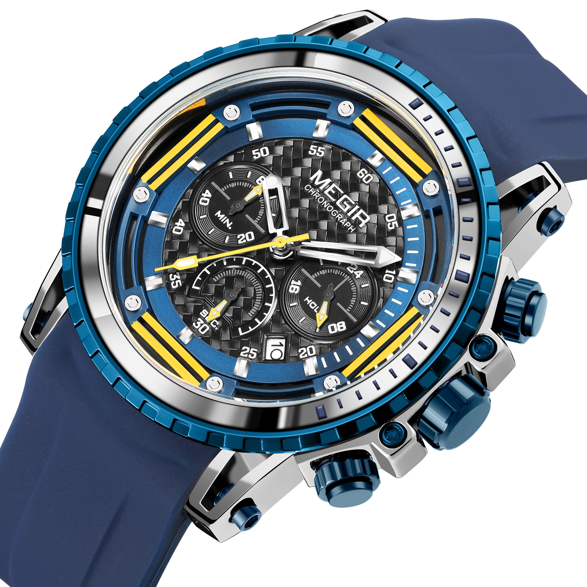 MEGIR Men's Sports Military Watches Fashion Luxury Quartz Wristwatch Silicone Strap Waterproof Chronograph Luminous Male Clock-8