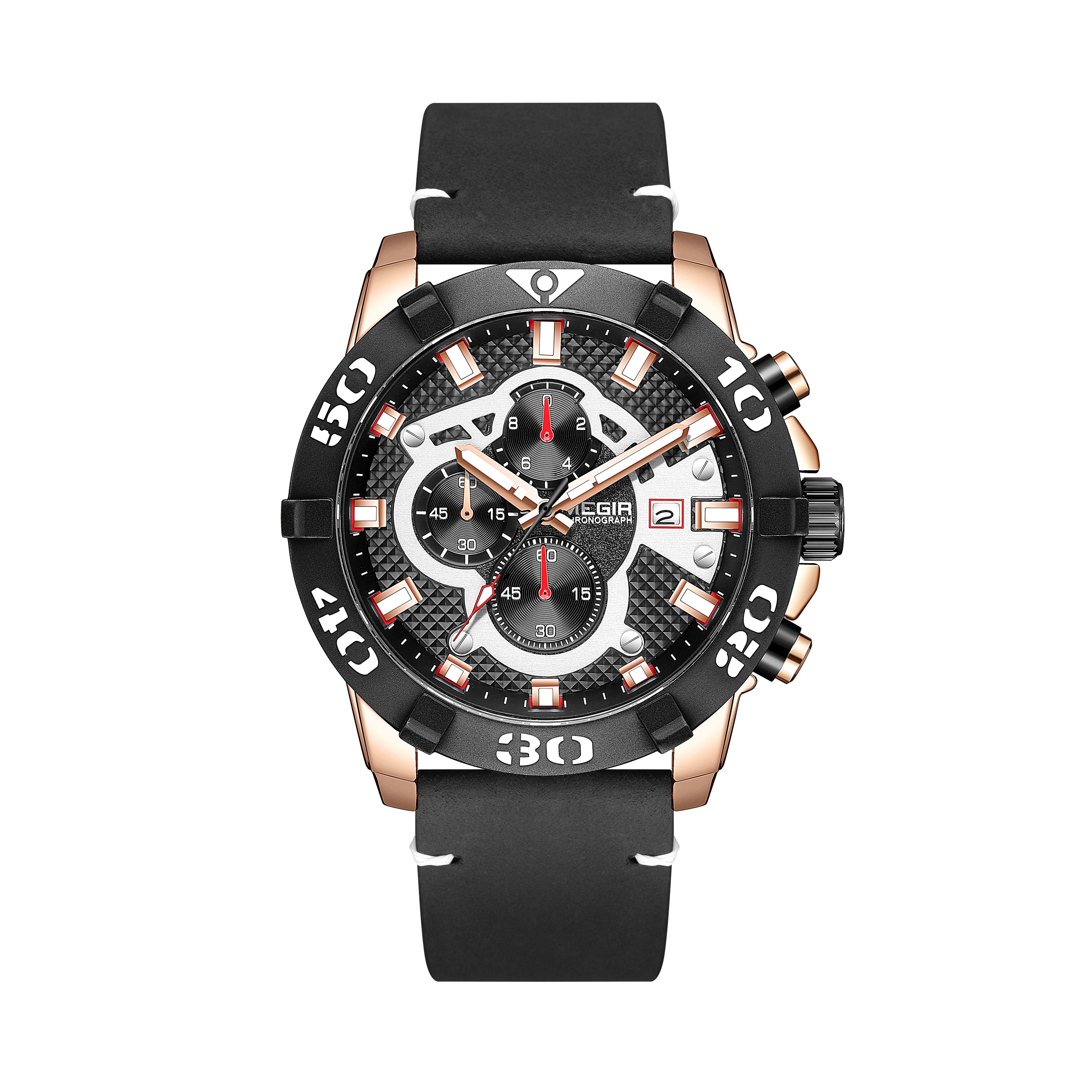 MEGIR Men Watches Fashion Luxury Big Dial Sports Watches Waterproof Quartz Wristwatch Chronograph Man Casual Luminous Clock 2136-7