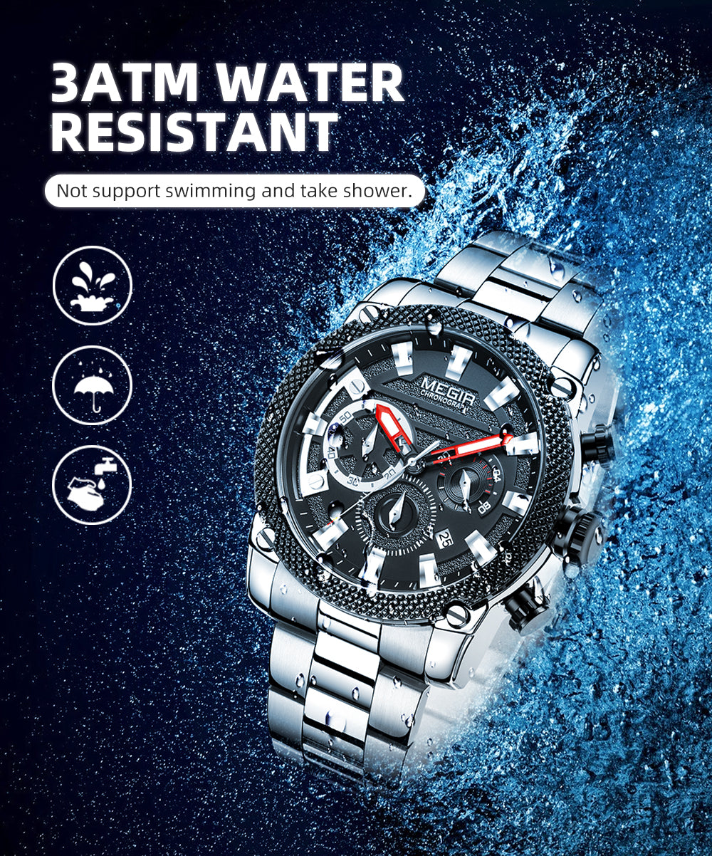 MEGIR Mens Watches Top Brand Luxury Business Wristwatch Waterproof Calendar Quartz Casual Clock Stainless Steel Man Chronograph-7