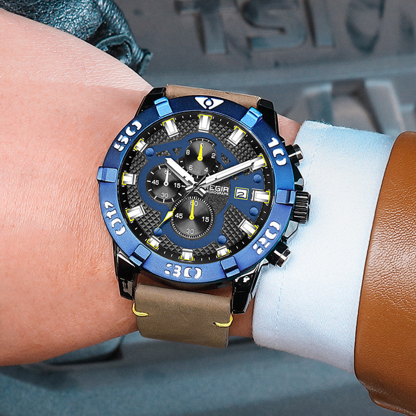 MEGIR Men Watches Fashion Luxury Big Dial Sports Watches Waterproof Quartz Wristwatch Chronograph Man Casual Luminous Clock 2136-2