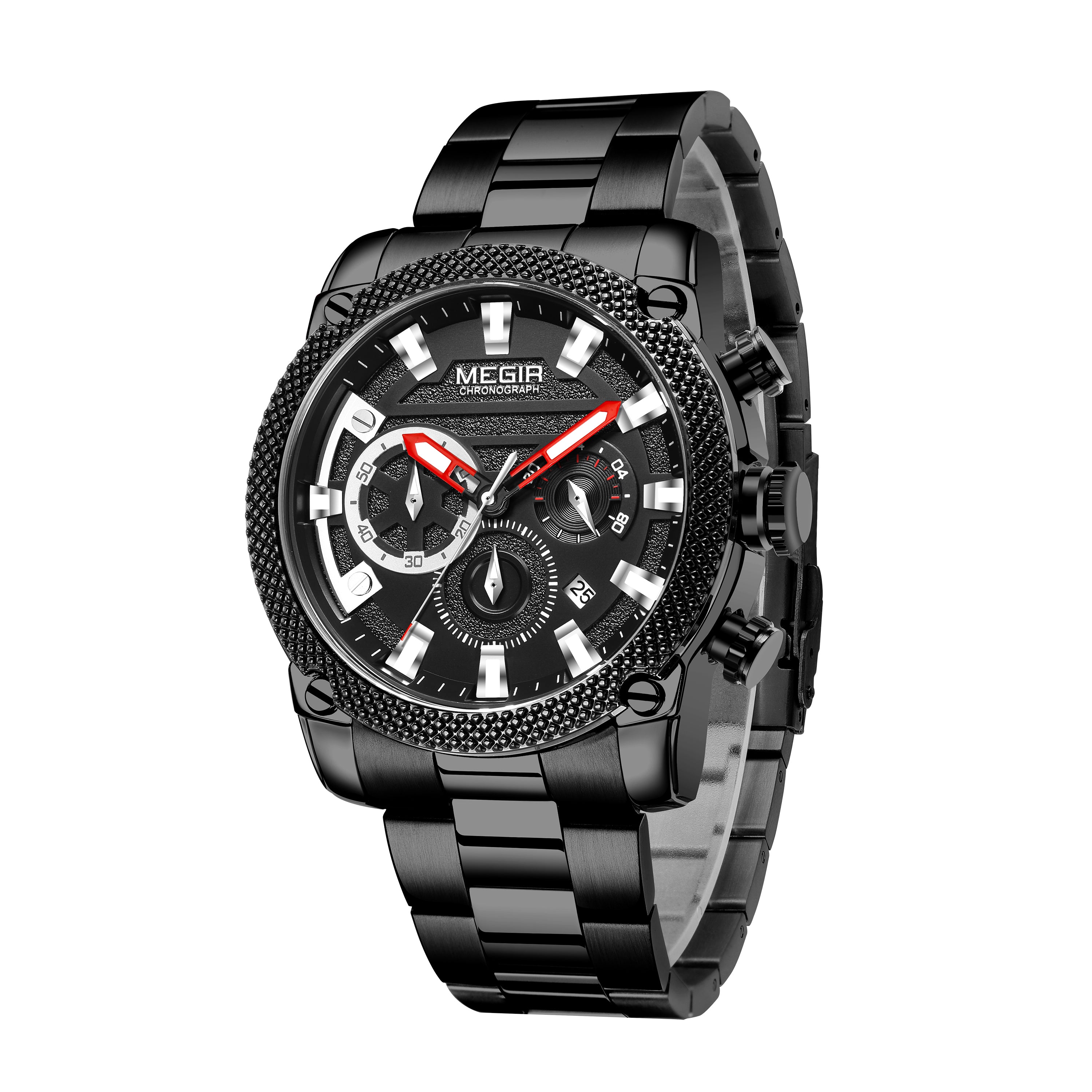 MEGIR Mens Watches Top Brand Luxury Business Wristwatch Waterproof Calendar Quartz Casual Clock Stainless Steel Man Chronograph-10