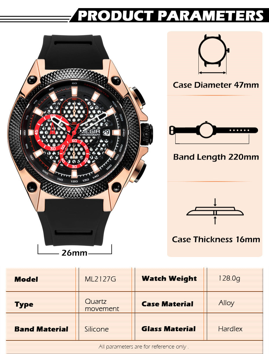 MEGIR Fashion Sports Military Watches for Mens Top Brand Luxury Military Wristwatch Silicone Waterproof Clock Relogio Masculino-8