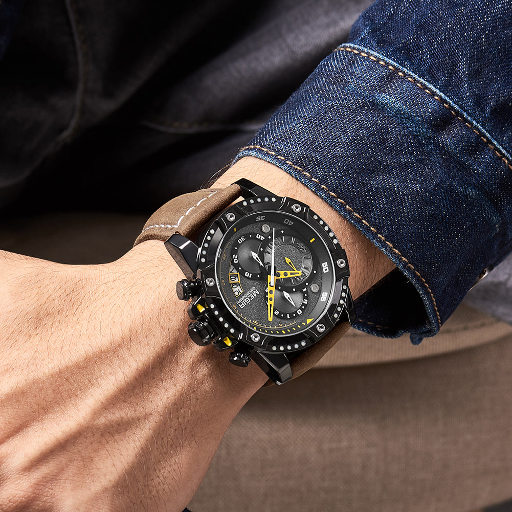 MEGIR Men Watches Luxury Brand Quartz Wristwatch Waterproof Leather Military Sport Watch Casual Clock Chronograph Reloj Hombre-1