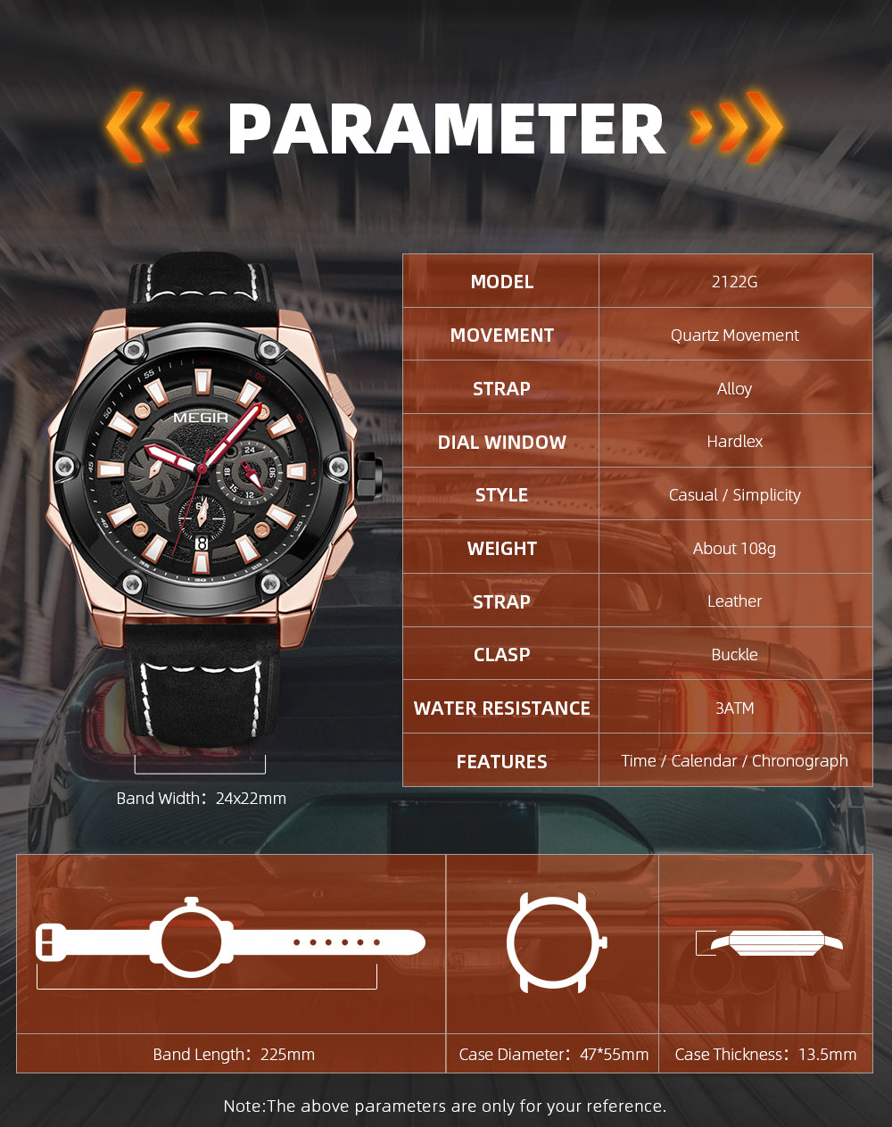 MEGIR Men's Watches Top Brand Luxury Casual Sports Wrist Watch Leather Strap Quartz Male Clock Chronograph Relogio Masculino-8