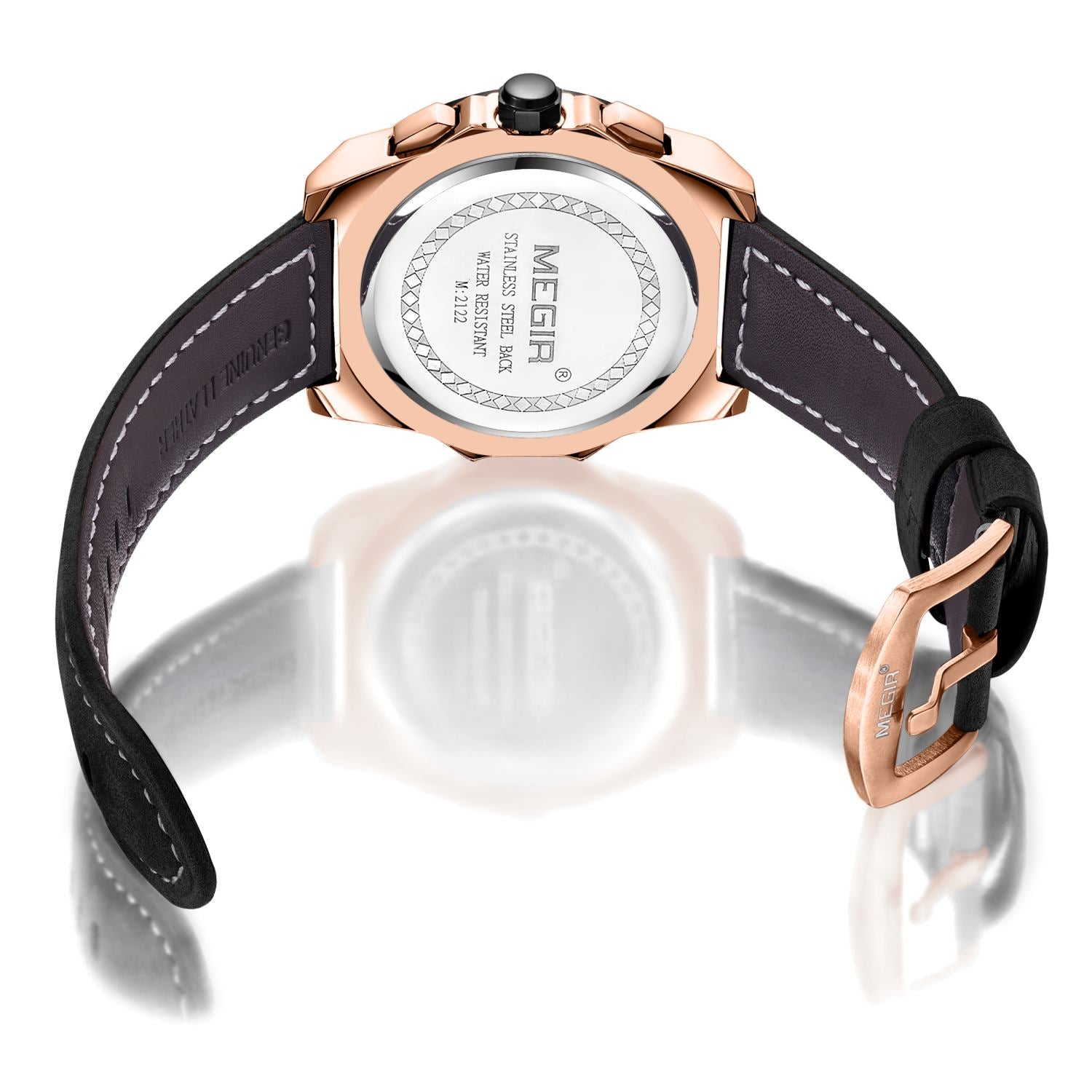 MEGIR Men's Watches Top Brand Luxury Casual Sports Wrist Watch Leather Strap Quartz Male Clock Chronograph Relogio Masculino-7