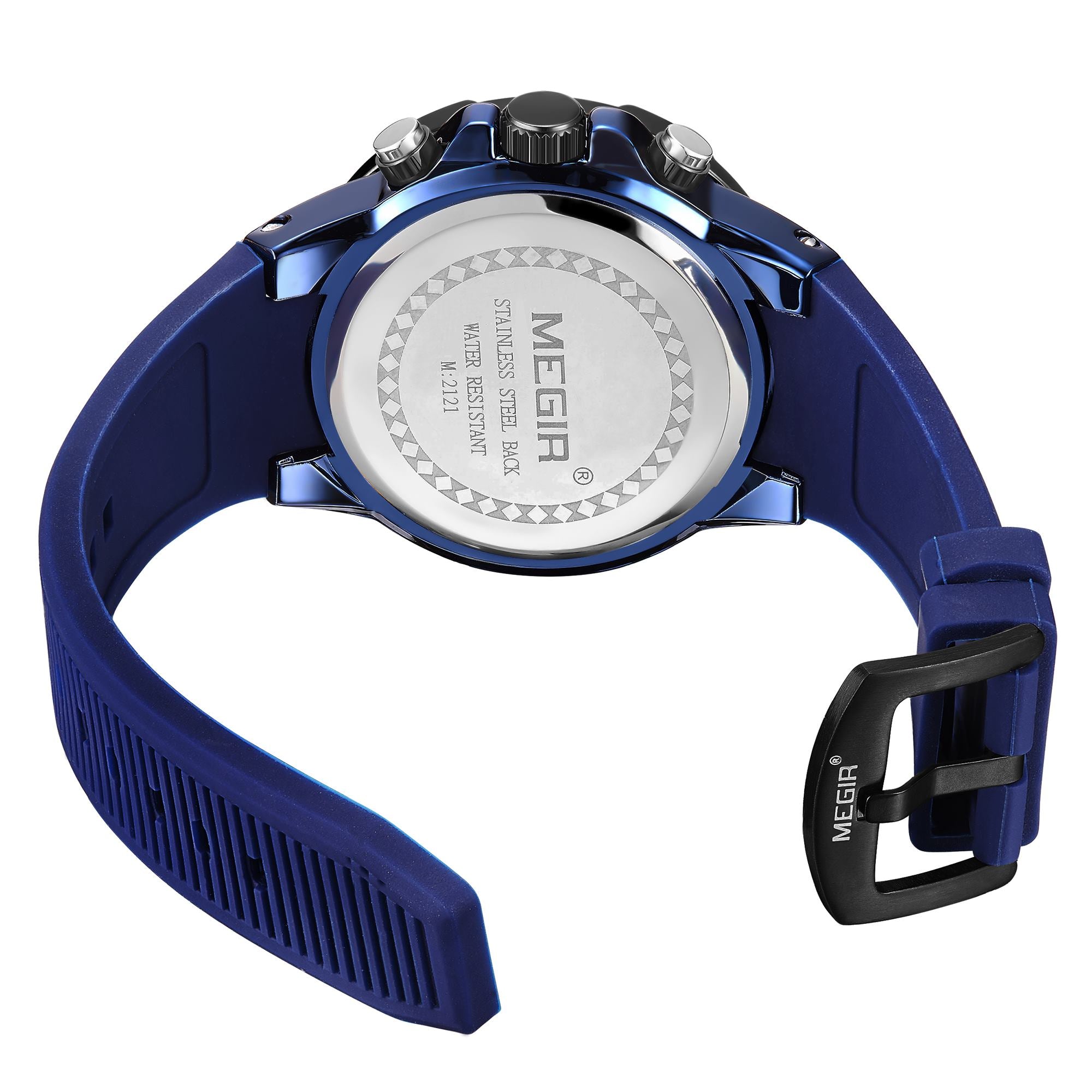 MEGIR Men Wristwatch Top Brand Luxury Silicone Strap Sport Watches Waterproof Luminous Quartz Clock Chronograph Reloj Hombre-7