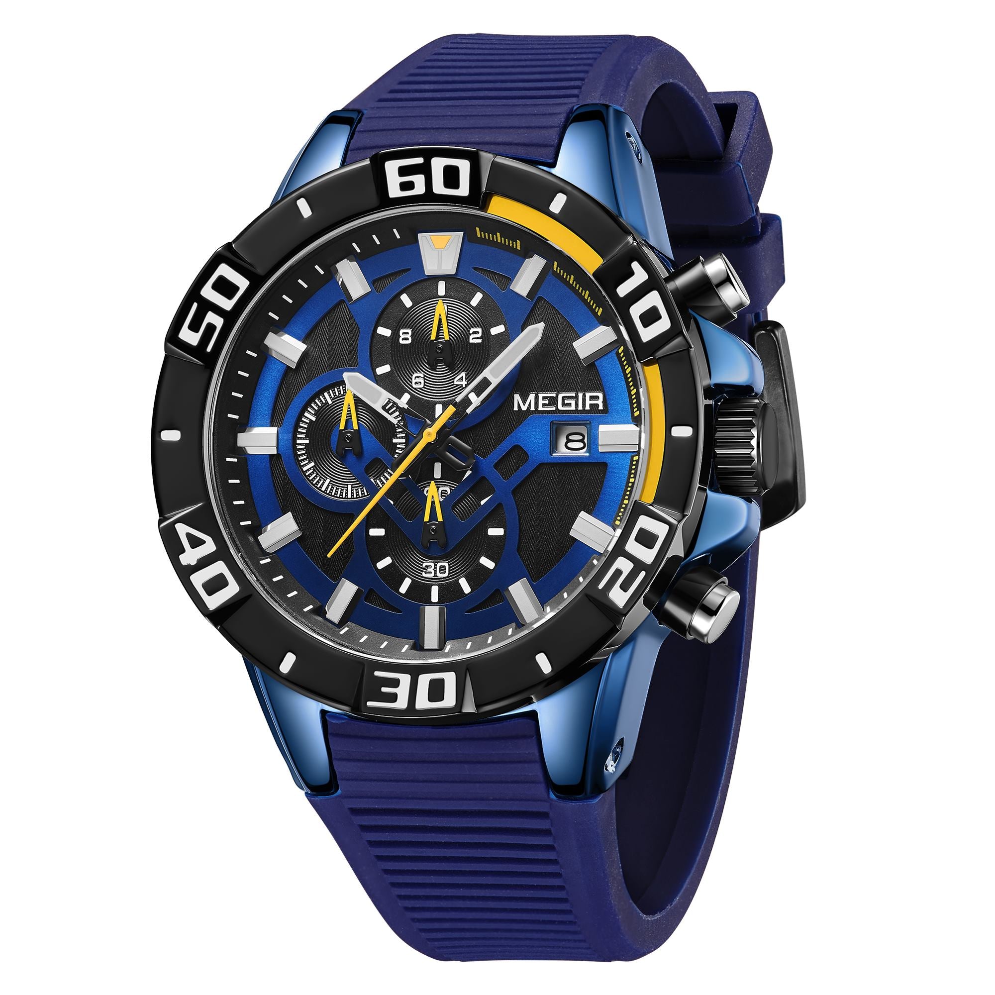 MEGIR Men Wristwatch Top Brand Luxury Silicone Strap Sport Watches Waterproof Luminous Quartz Clock Chronograph Reloj Hombre-5