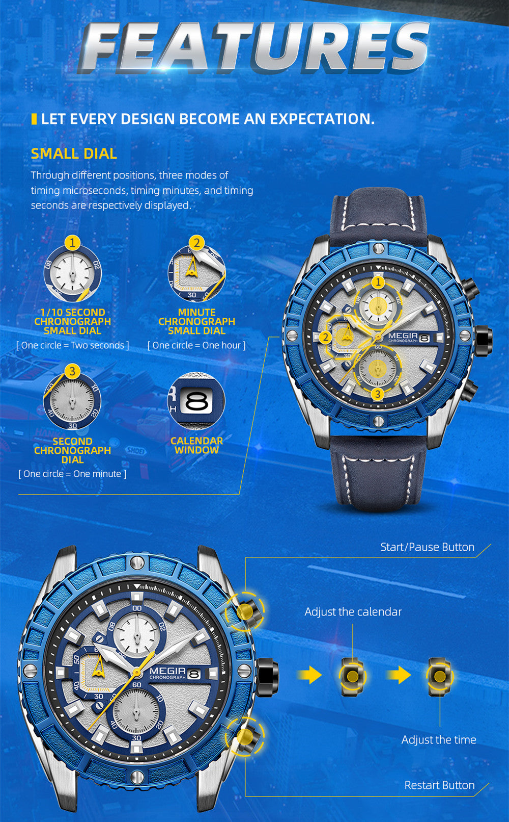 MEGIR Watches Luxury Sport Military Watch for Mens Fashion Casual Quartz Wristwatch Luminous Clock Man Chronograph Reloj Hombre-12