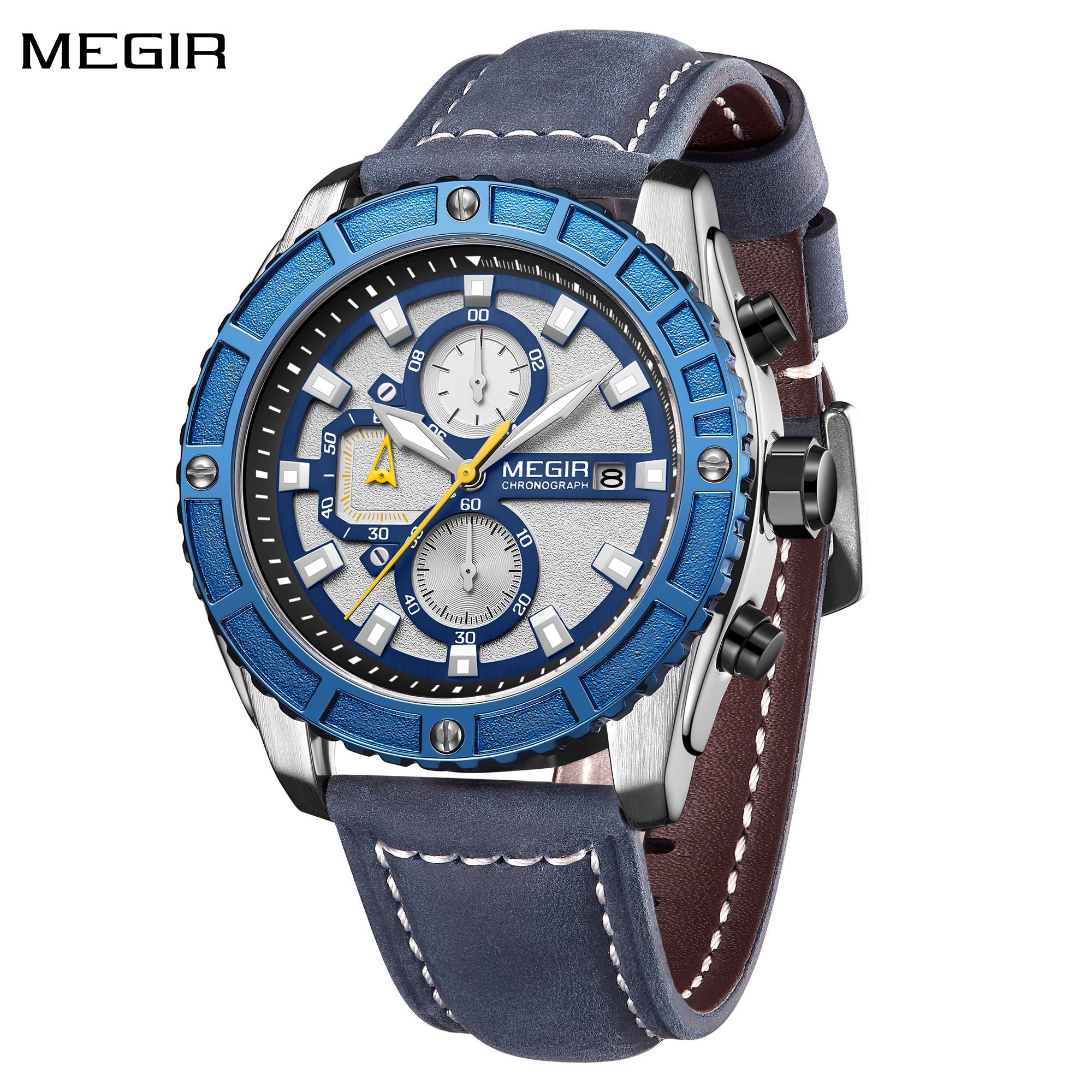 MEGIR Watches Luxury Sport Military Watch for Mens Fashion Casual Quartz Wristwatch Luminous Clock Man Chronograph Reloj Hombre-0