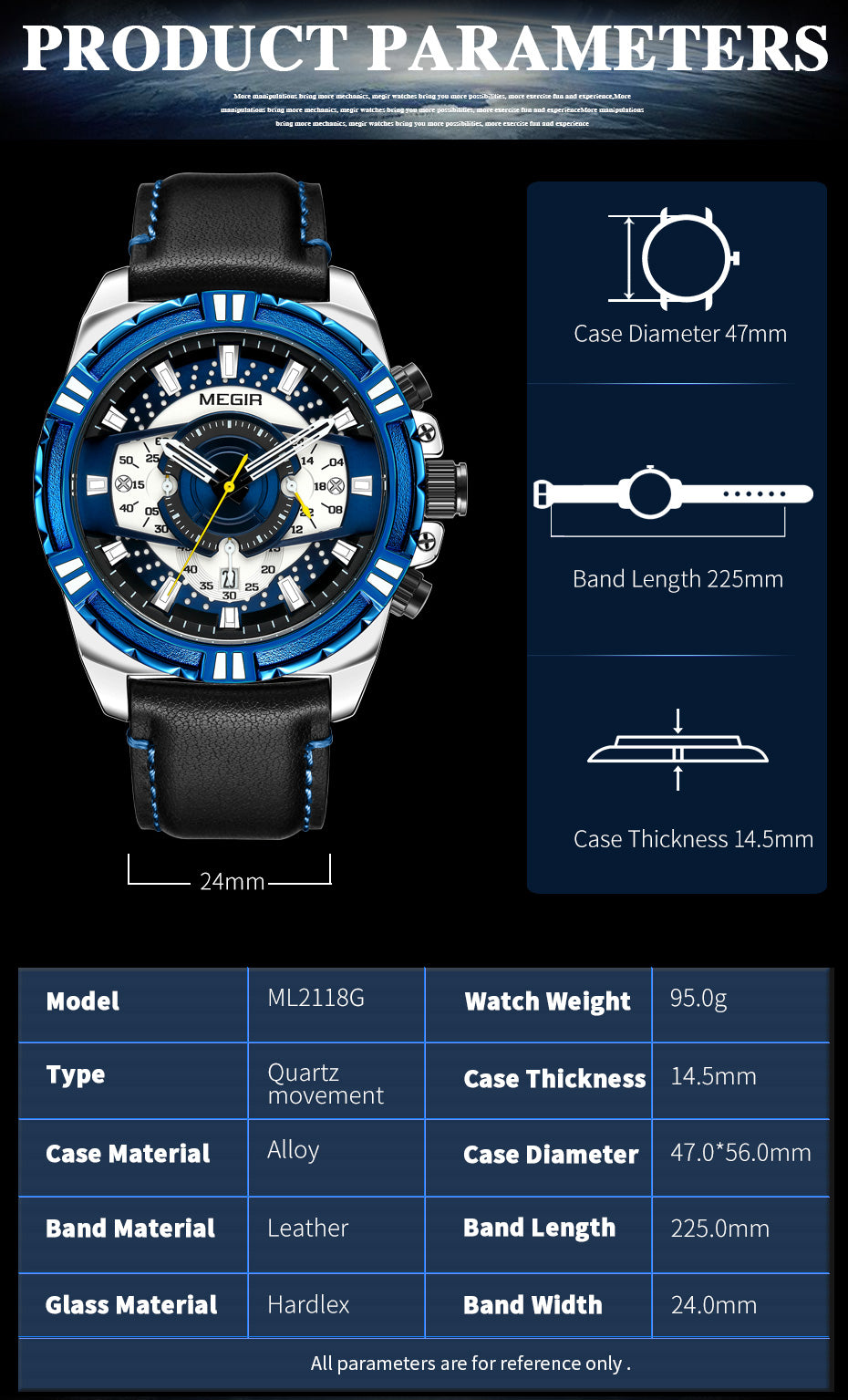 MEGIR Luxury Casual Watches for Men Fashion Leather Sports Military Wristwatch Calendar Luminous Quartz Man Clock Montre Homme-8