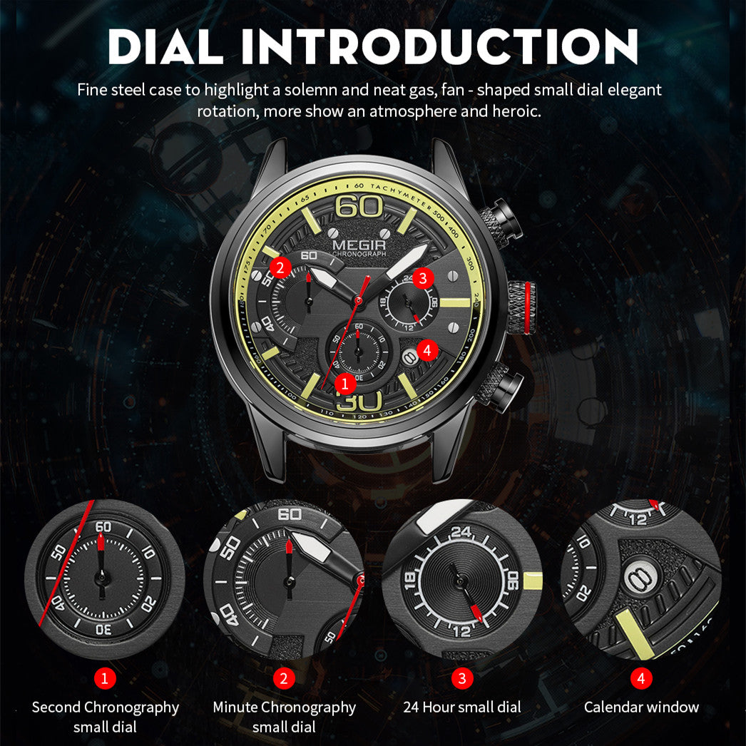 MEGIR Fashion Mens Watches Top Brand Luxury Sports Chronograph Quartz Wrist Watch Men Business Wristwatch Relogio Masculino 2110-9