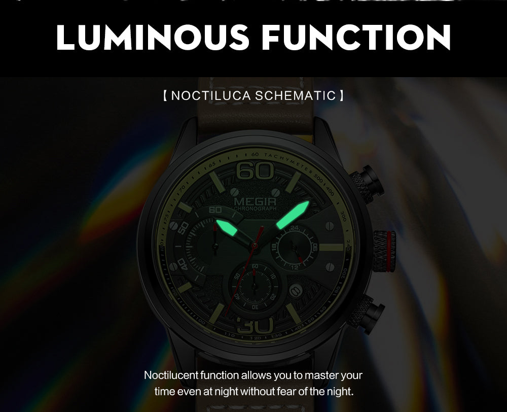 MEGIR Fashion Mens Watches Top Brand Luxury Sports Chronograph Quartz Wrist Watch Men Business Wristwatch Relogio Masculino 2110-11