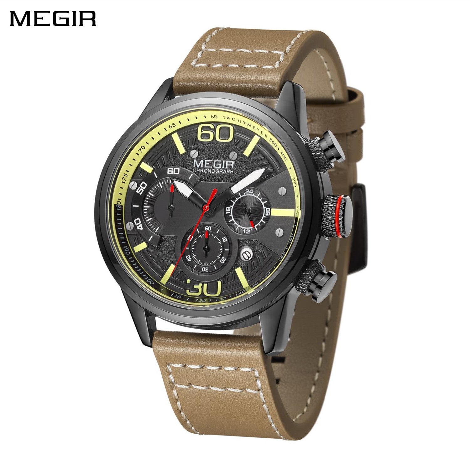 MEGIR Fashion Mens Watches Top Brand Luxury Sports Chronograph Quartz Wrist Watch Men Business Wristwatch Relogio Masculino 2110-0