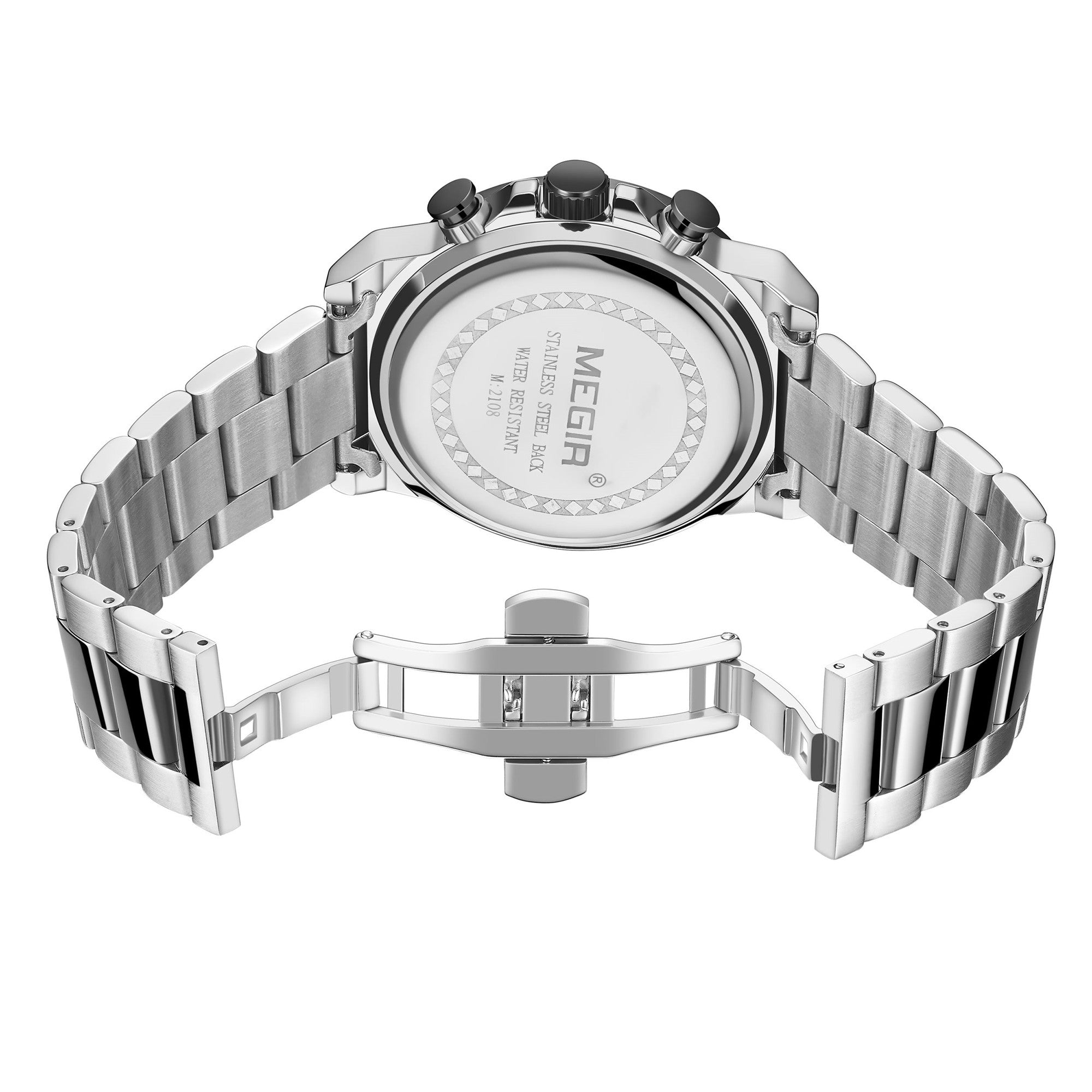 MEGIR Luxury Business Quartz Watches for Mens Stainless Steel Strap Men Casual Wristwatches Waterproof Man Clock Chronograph-10