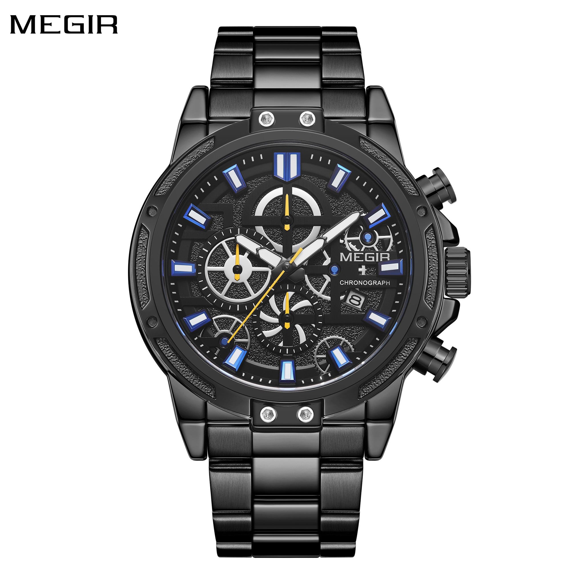 MEGIR Luxury Business Quartz Watches for Mens Stainless Steel Strap Men Casual Wristwatches Waterproof Man Clock Chronograph-0