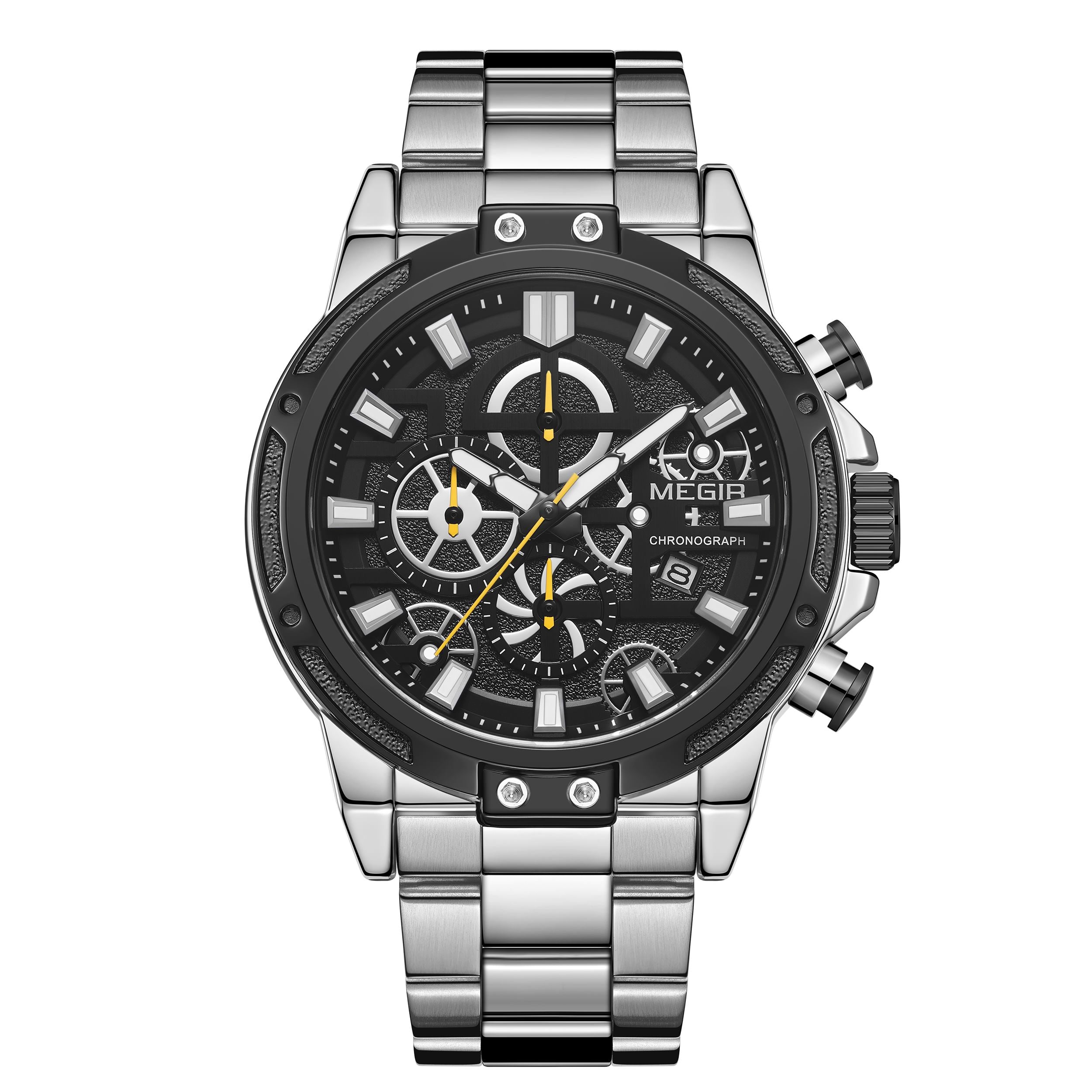 MEGIR Luxury Business Quartz Watches for Mens Stainless Steel Strap Men Casual Wristwatches Waterproof Man Clock Chronograph-9