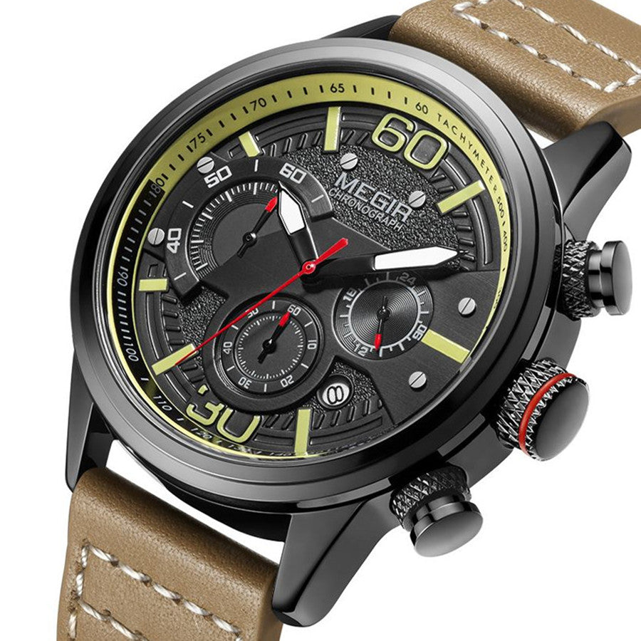MEGIR Fashion Mens Watches Top Brand Luxury Sports Chronograph Quartz Wrist Watch Men Business Wristwatch Relogio Masculino 2110-4