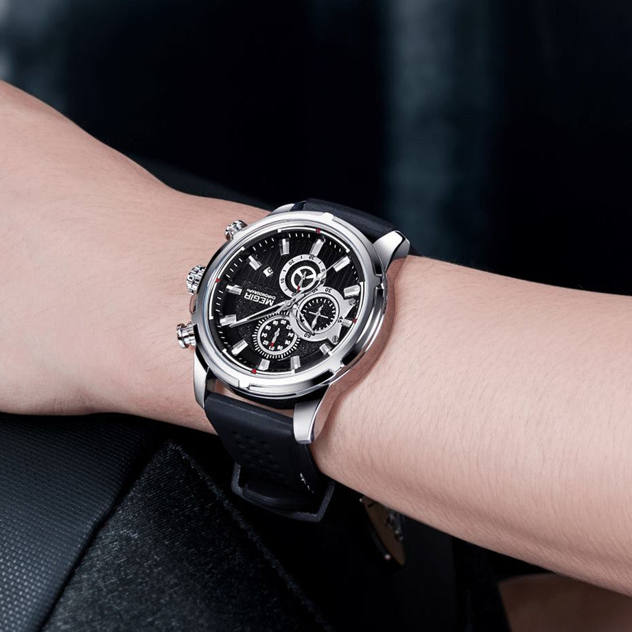 MEGIR Brand Luxury Sport Quartz Watch Silicone Chronograph Men Wristwatches Waterproof Male Calendar Clock Wrist Watch 2101-3