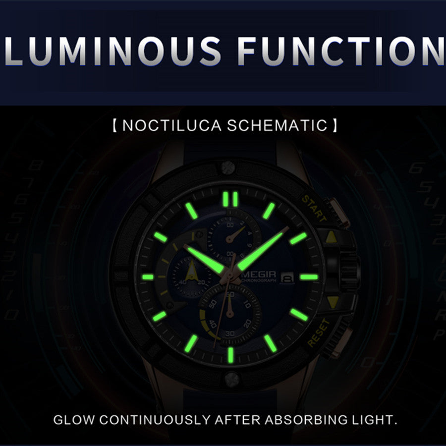 MEGIR Watches for Men Chronograph Fashion Luxury Sports Watches Silicone Strap Waterproof Calendar Quartz Man Clock Wristwatch-9