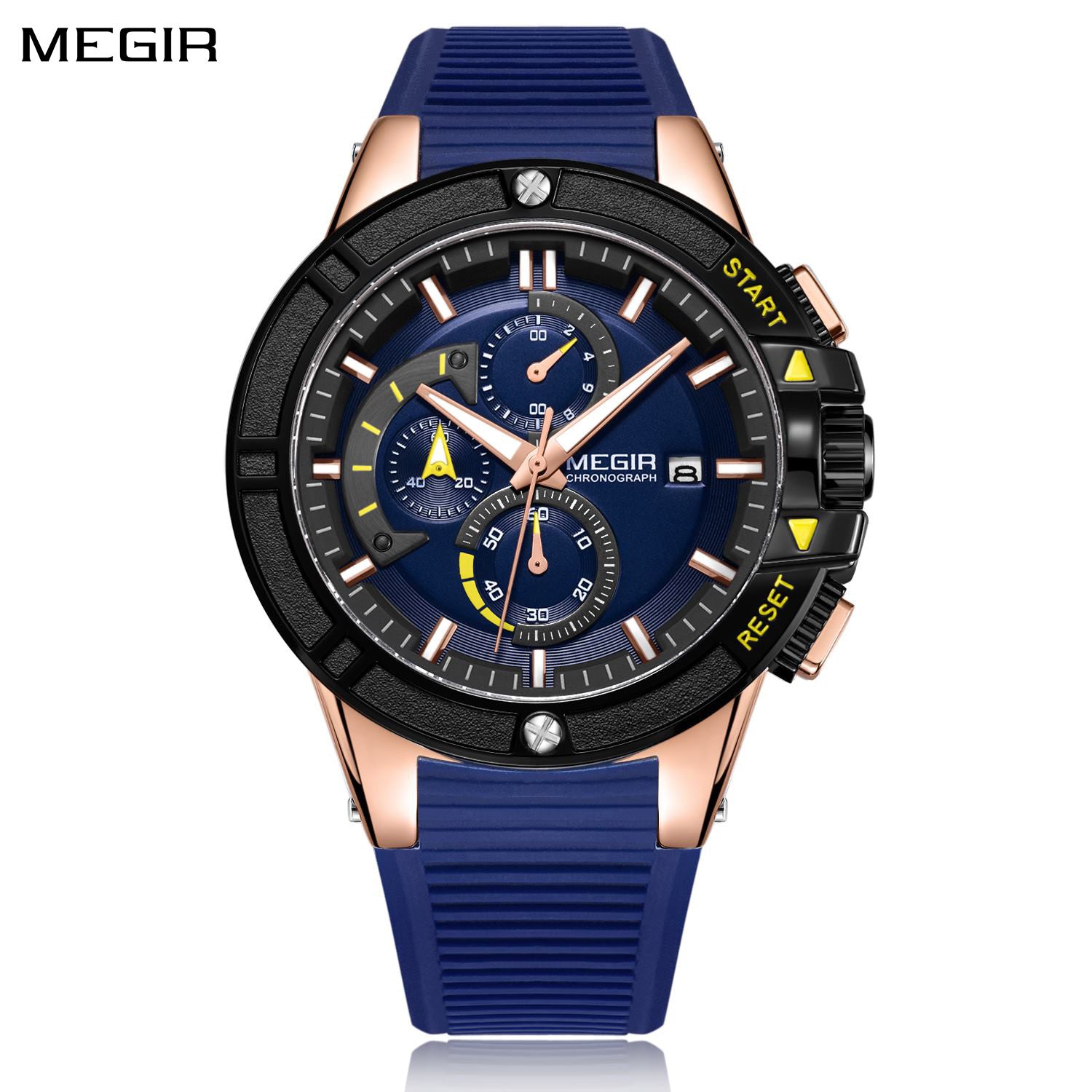 MEGIR Watches for Men Chronograph Fashion Luxury Sports Watches Silicone Strap Waterproof Calendar Quartz Man Clock Wristwatch-0