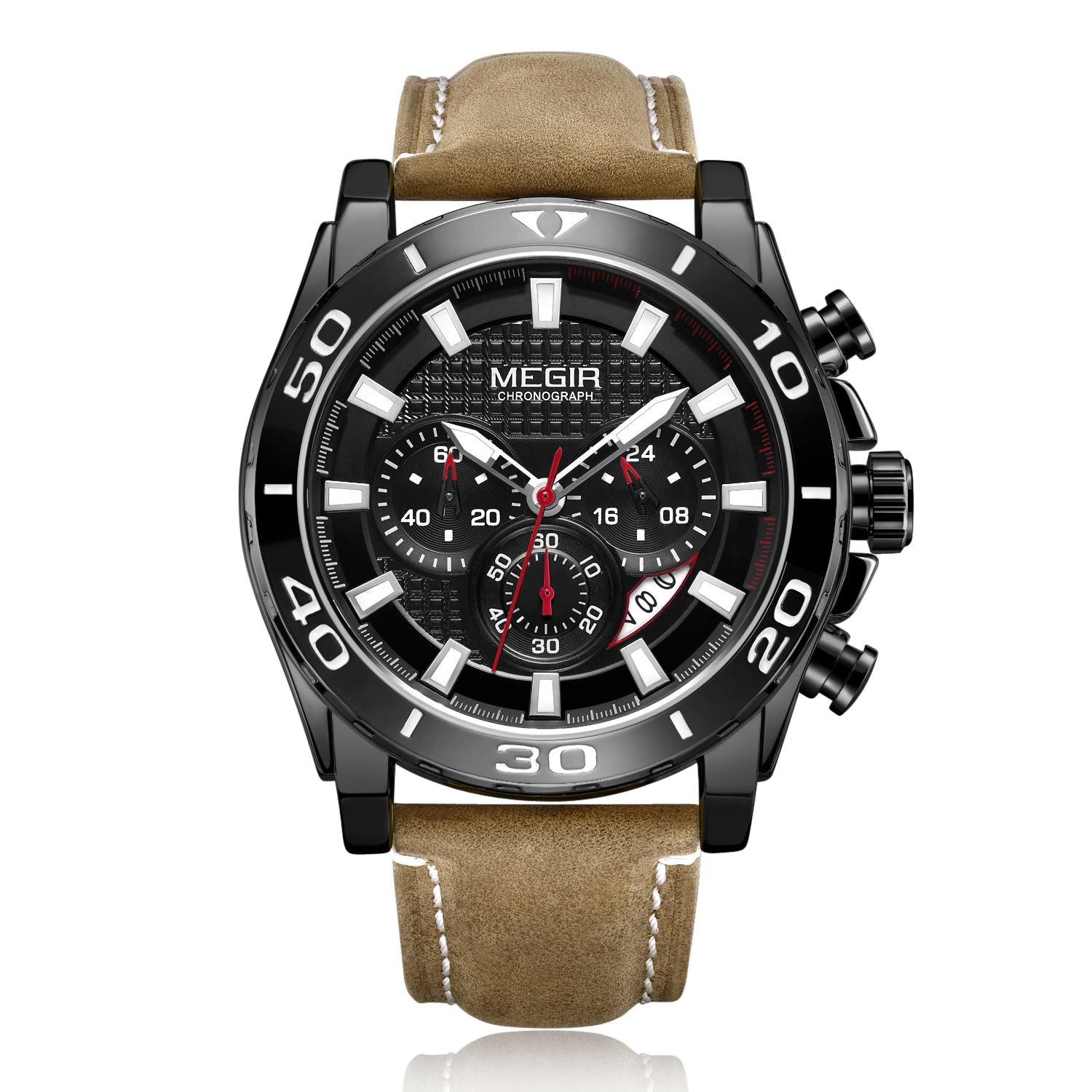 MEGIR Men Watches Brand Luxury Sports Quartz Chronograph Men's Army Military Wristwatch Leather Strap Male Clock Reloj Hombre-9