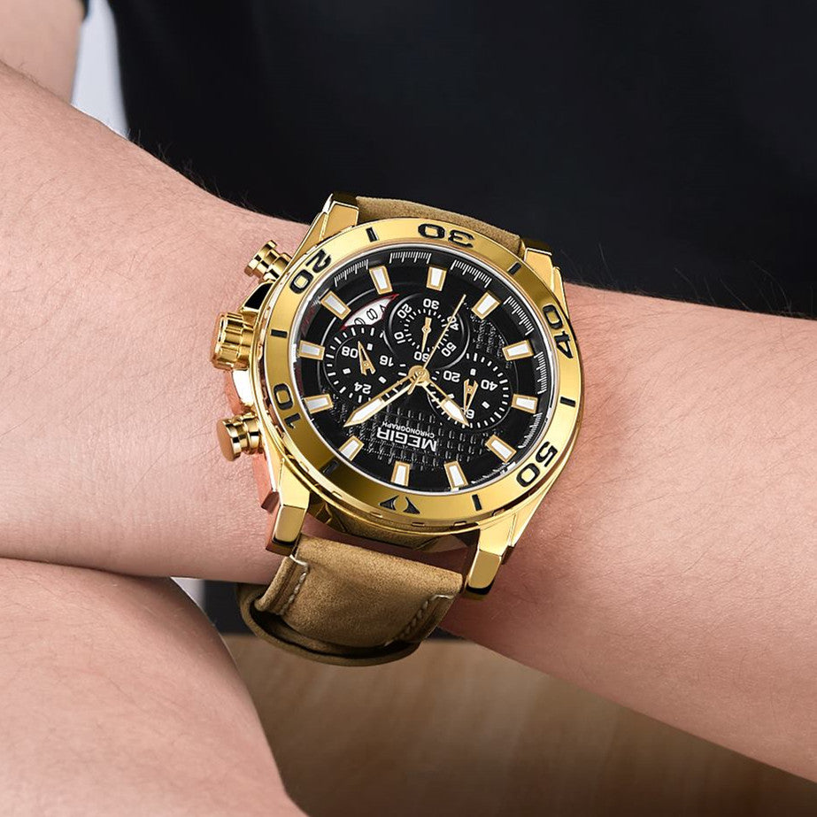 MEGIR Men Watches Brand Luxury Sports Quartz Chronograph Men's Army Military Wristwatch Leather Strap Male Clock Reloj Hombre-1
