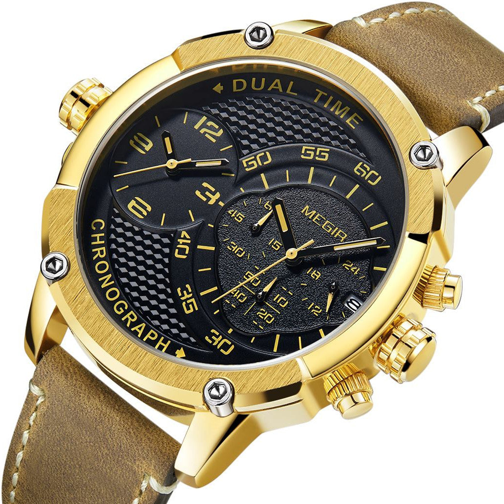 MEGIR Luxury Business Watches for Mens Leather Strap Casual Sports Wristwatch Chronograph Waterproof Male Clock Reloj Hombre-6