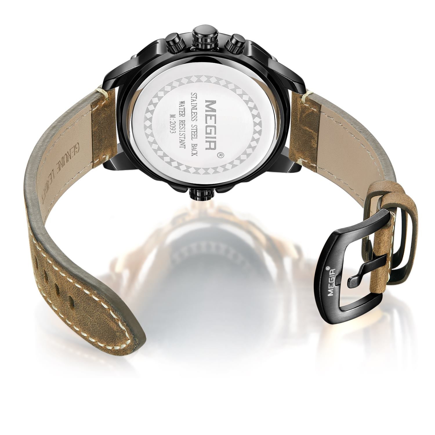 MEGIR Luxury Business Watches for Mens Leather Strap Casual Sports Wristwatch Chronograph Waterproof Male Clock Reloj Hombre-8